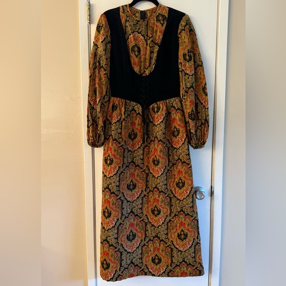 Dresses & Skirts - Vintage 70’s Paisley Corset Maxi Dress